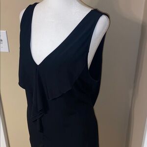 EUC BANANA REPUBLIC Black Spandex Ruffle Front Tank XL
